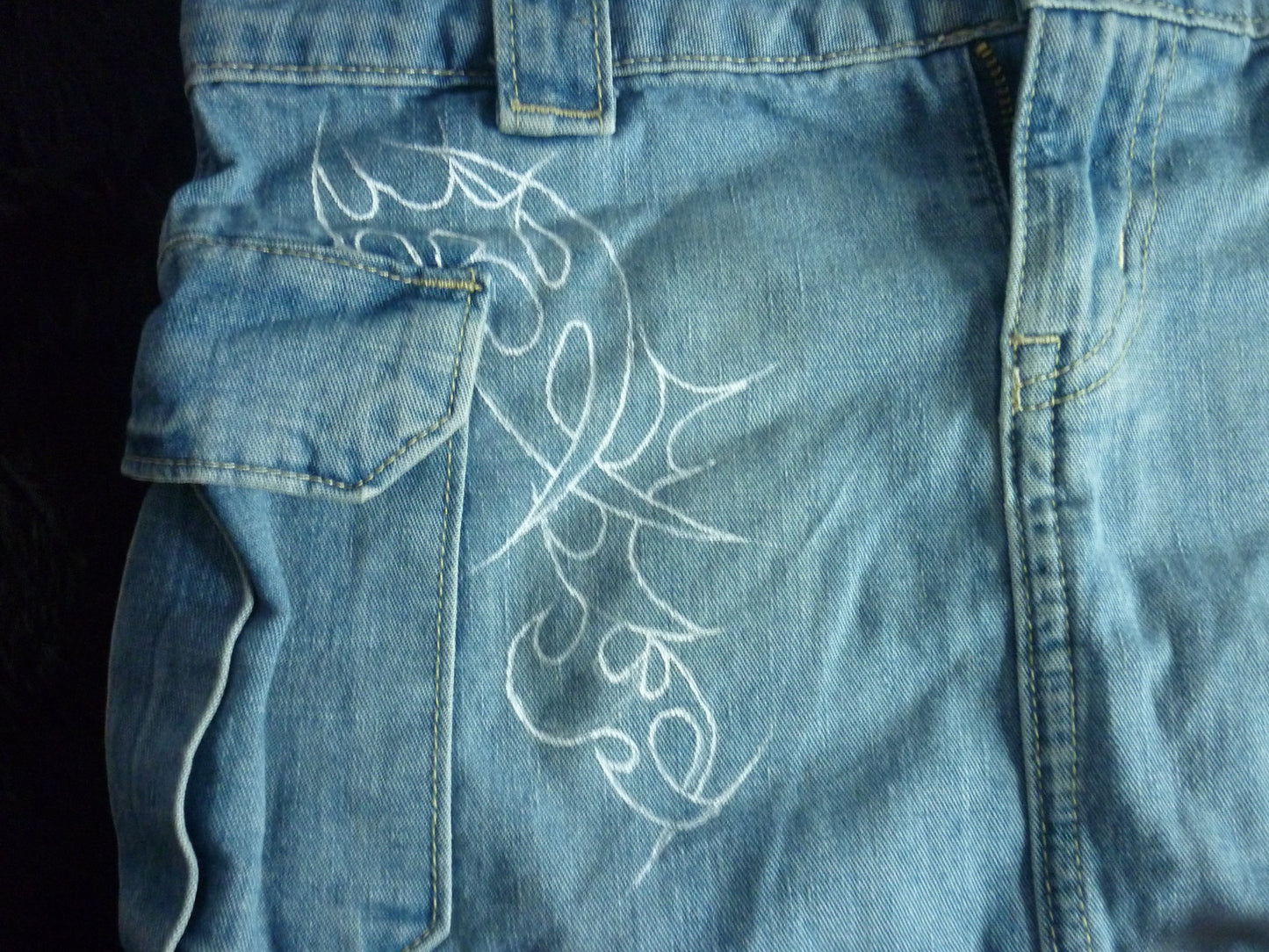 Hand Painted Tribal Mini Jean Skirt