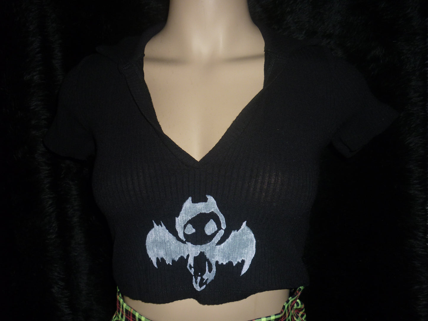 Black hand painted crop top