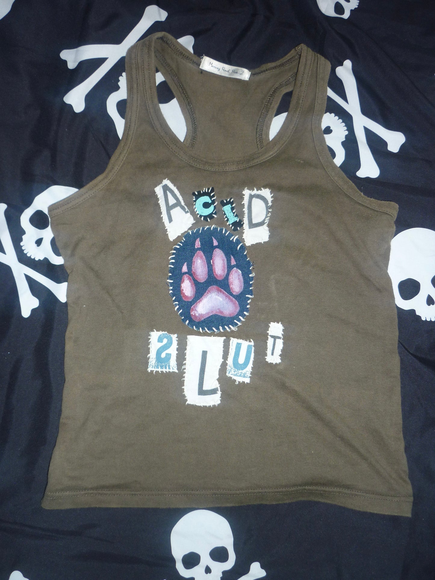 Acid sl*t olive green crop top size s