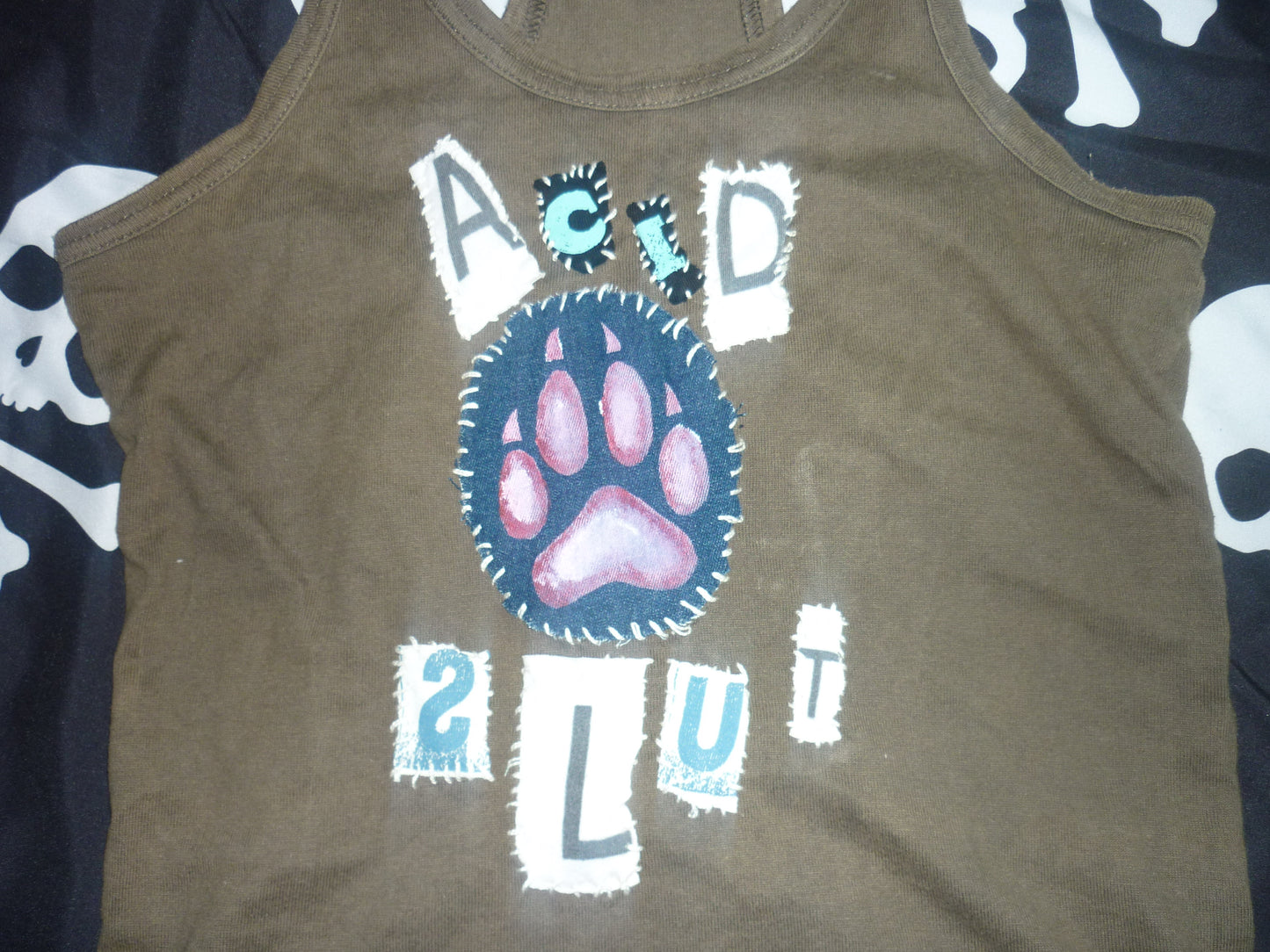 Acid sl*t olive green crop top size s