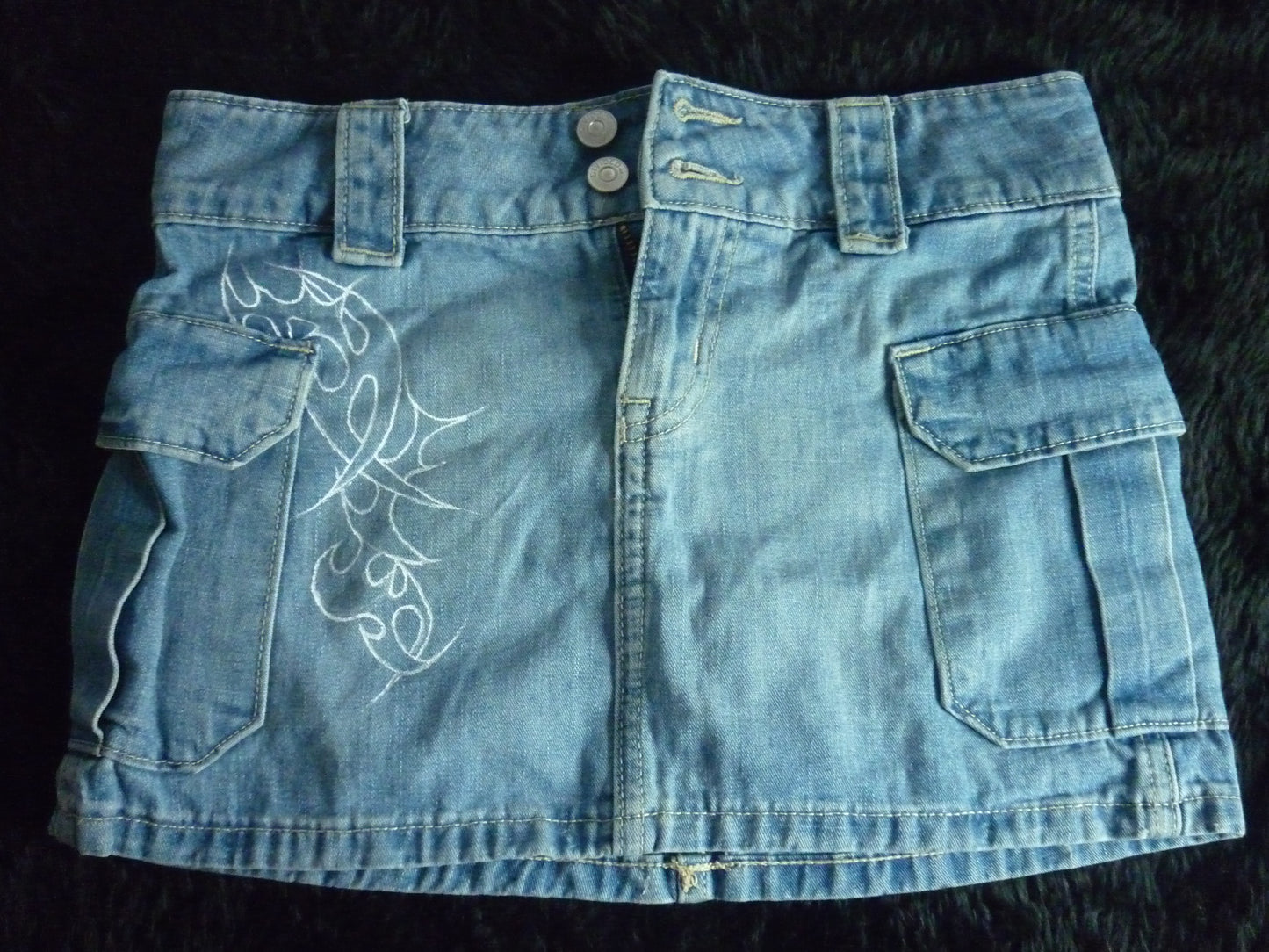 Hand Painted Tribal Mini Jean Skirt