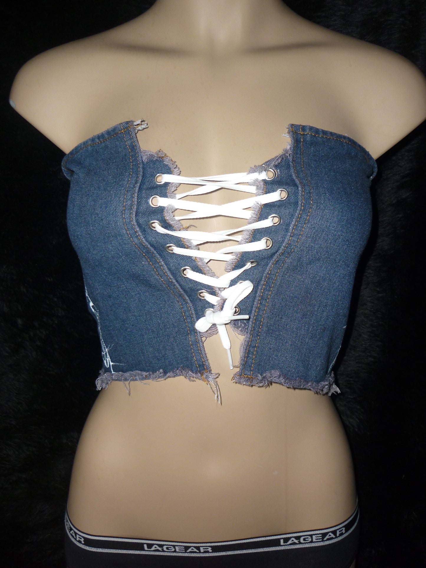 Hand painted Jean corset top