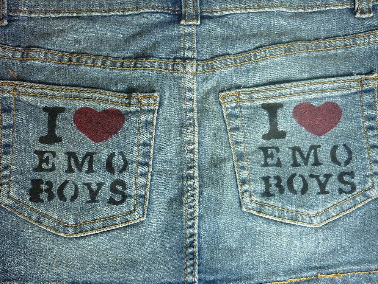 I 🤍 Emo Boys Hand Painted Mini Skirt