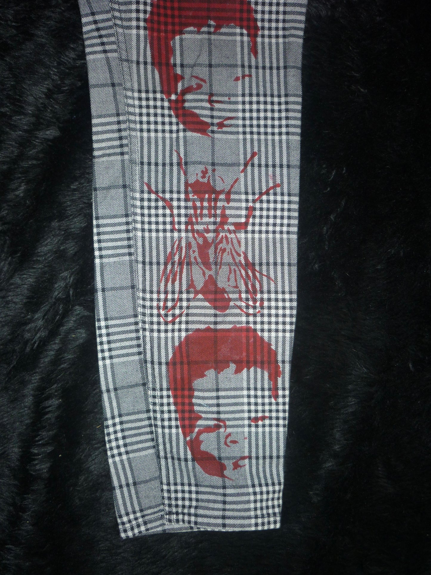 Hand painted plaid gray pants