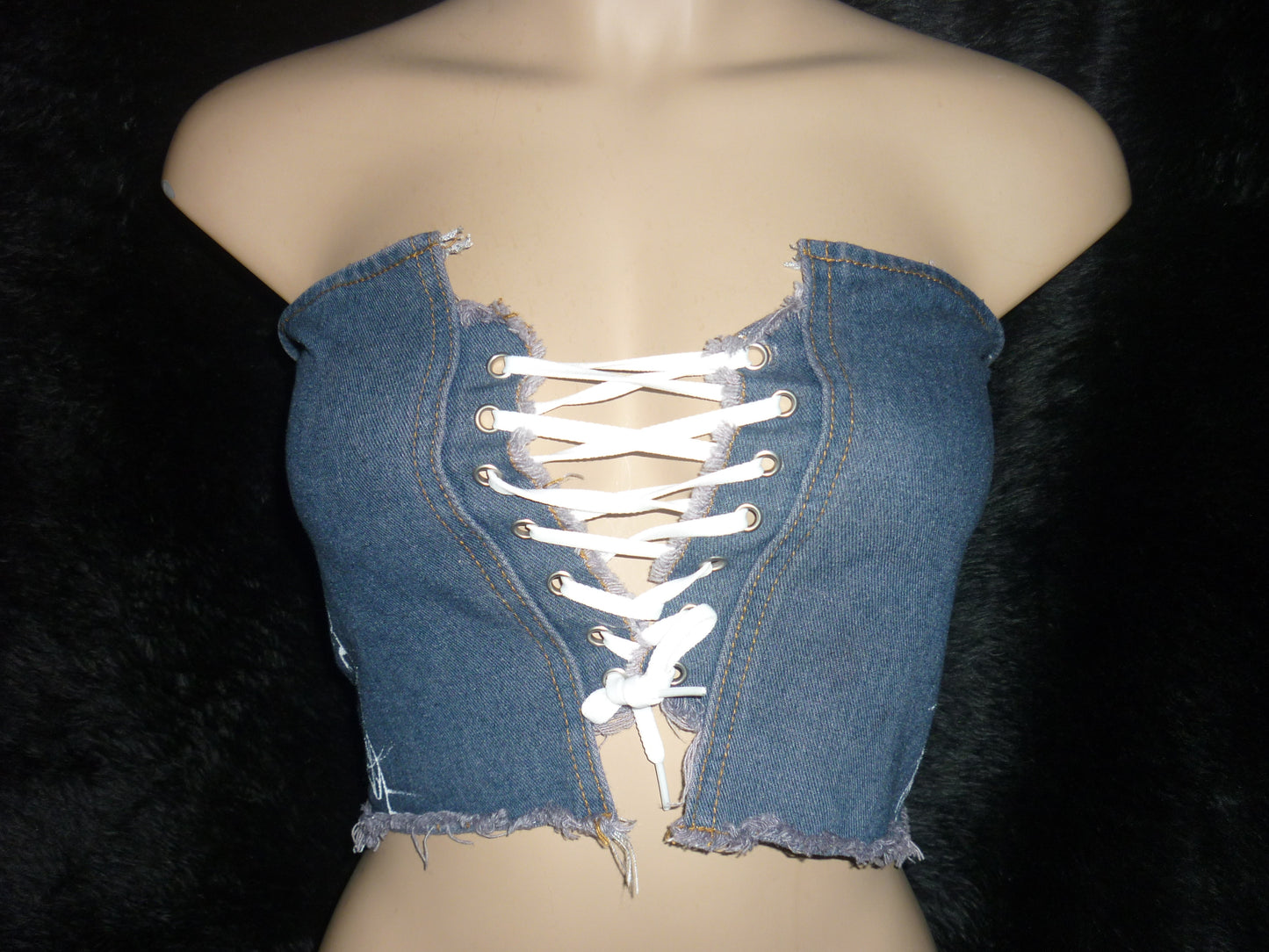 Hand painted Jean corset top