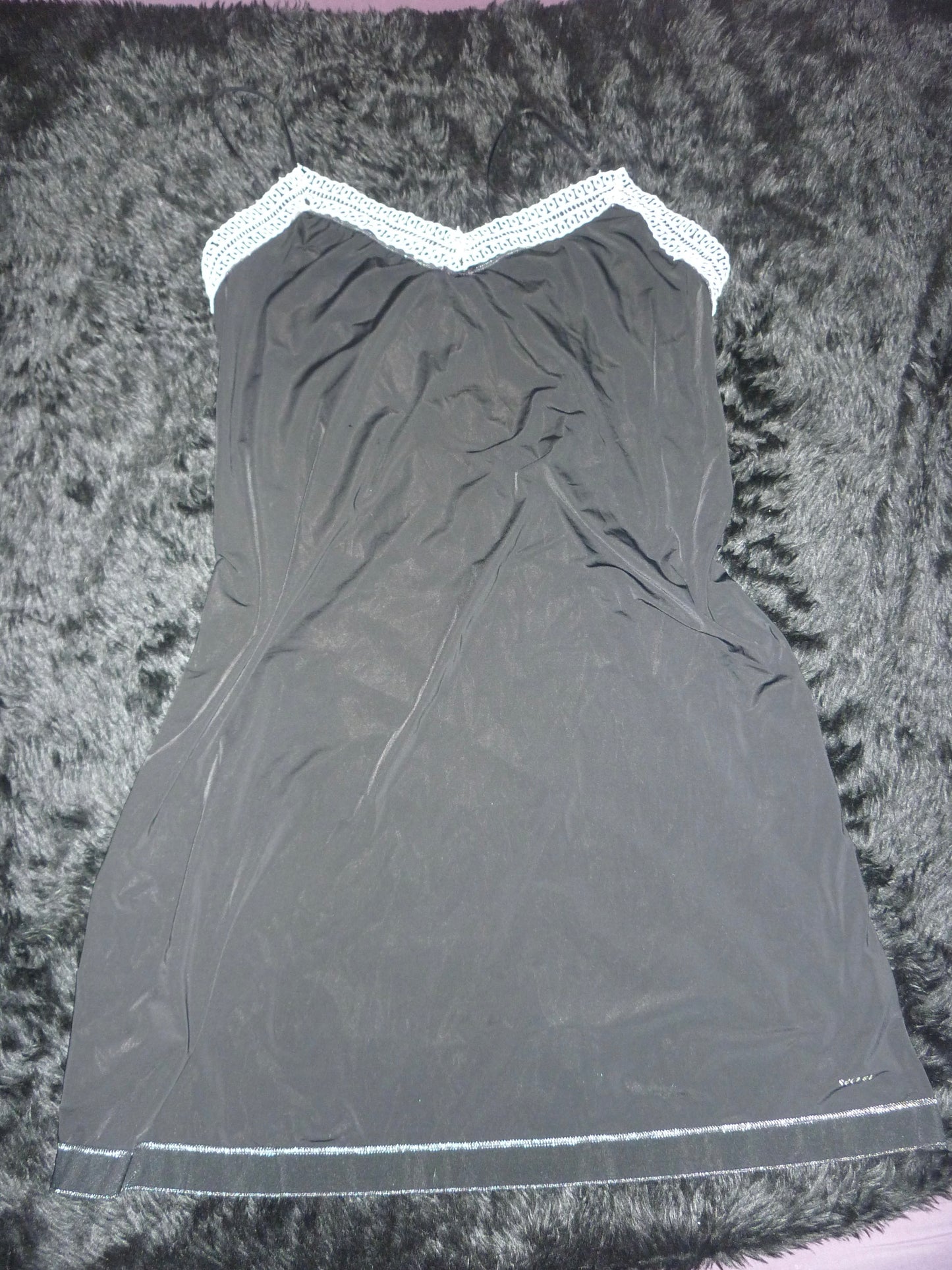 Night gown with hand sewn lace