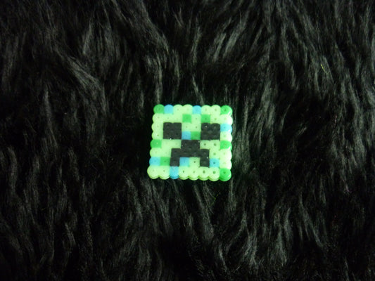 Handmade Creeper Hama beads pin