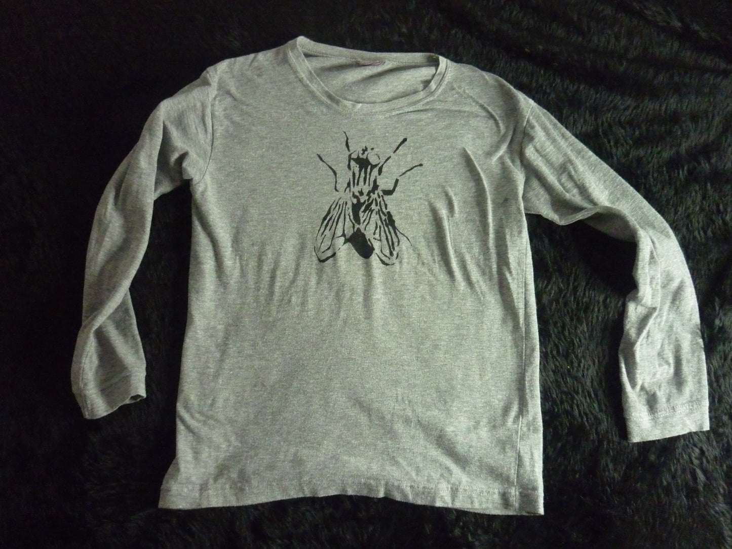 Fly Hand Painted Grey Long Sleeve T