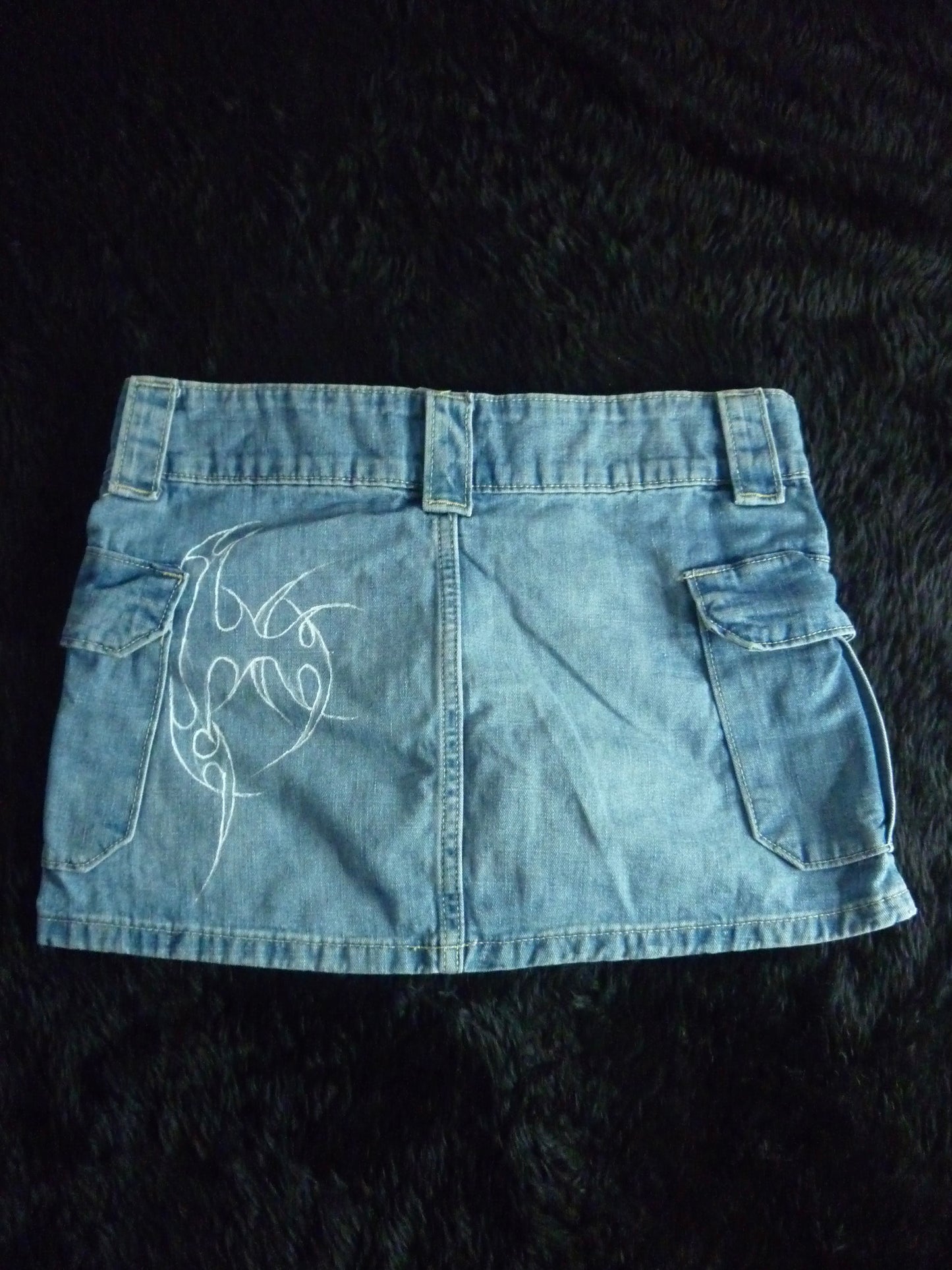 Hand Painted Tribal Mini Jean Skirt