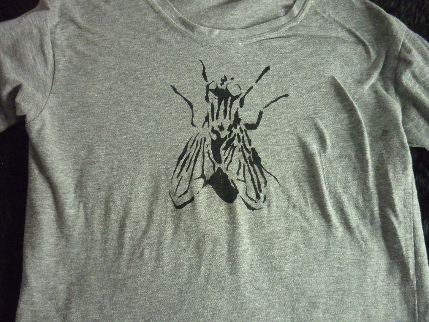 Fly Hand Painted Grey Long Sleeve T