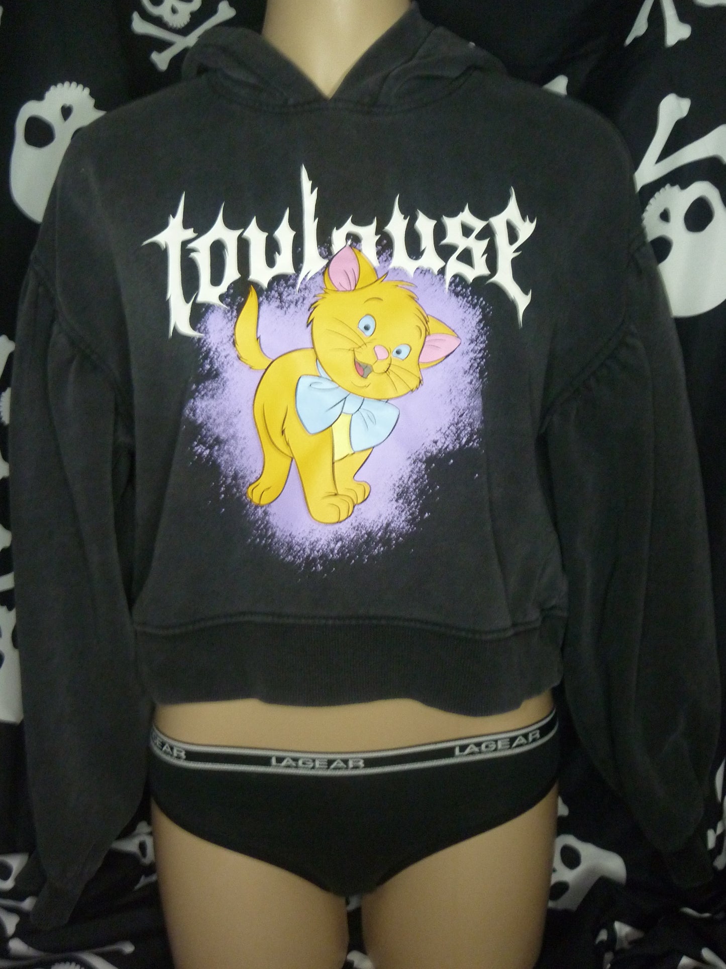 Puffy sleeves crop top hoodie