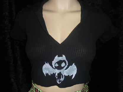 Black hand painted crop top