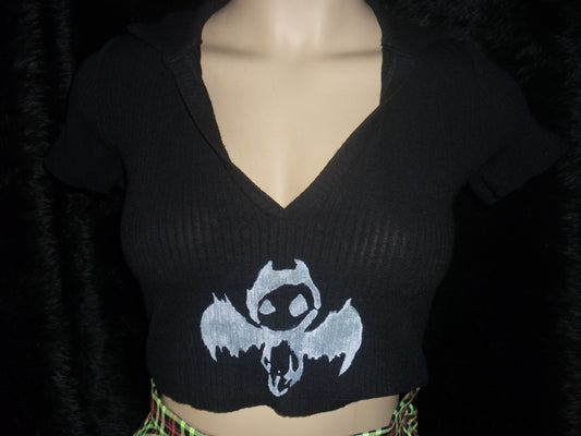 Black hand painted crop top