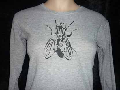 Fly Hand Painted Grey Long Sleeve T