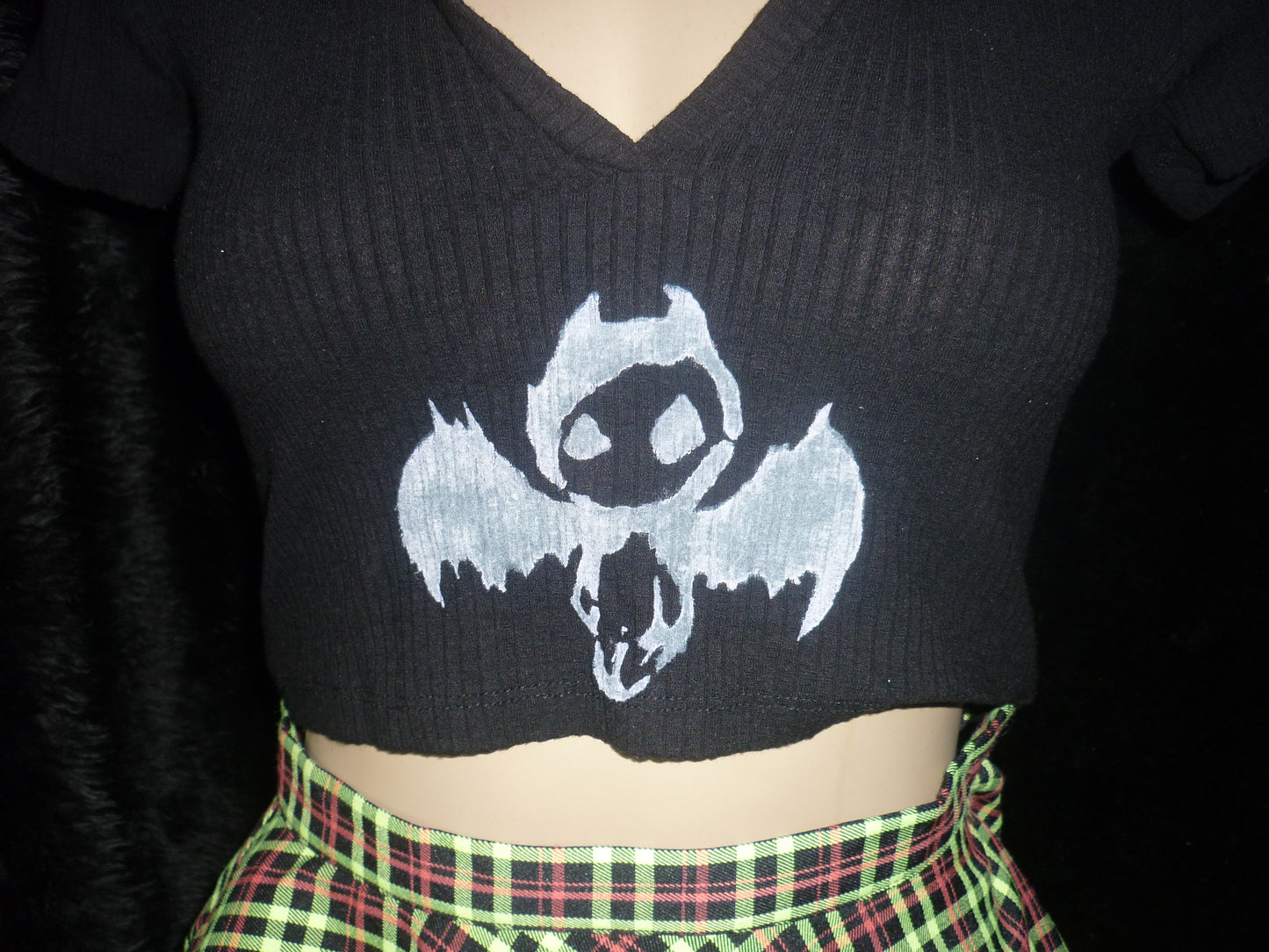 Black hand painted crop top