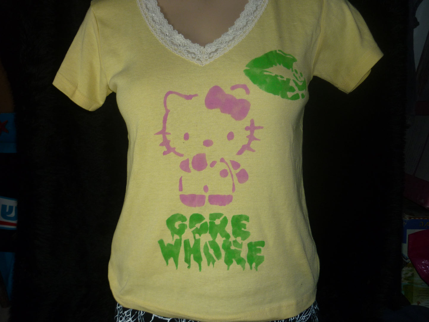 Gore whore yellow t shirt