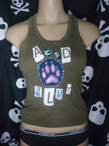 Acid sl*t olive green crop top size s