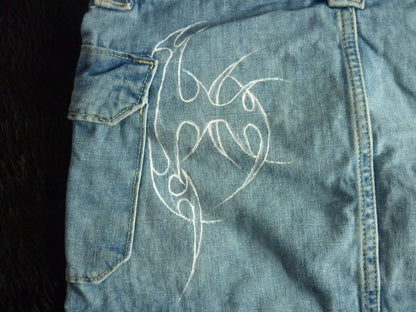 Hand Painted Tribal Mini Jean Skirt