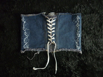 Hand painted Jean corset top