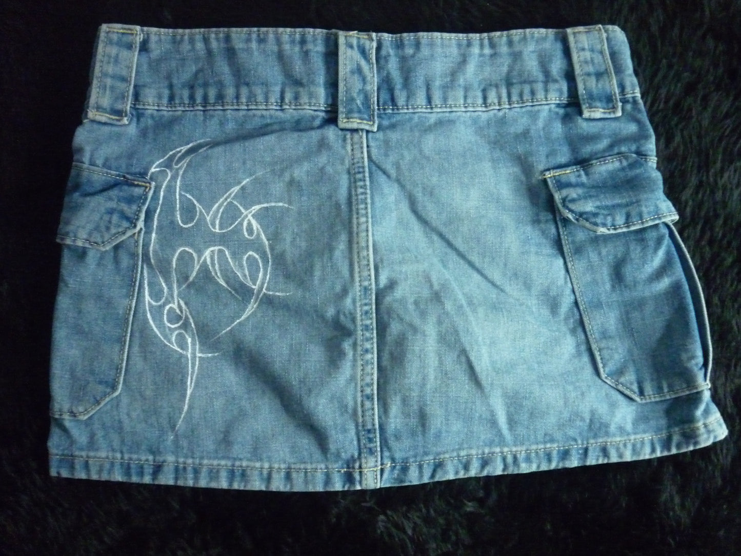 Hand Painted Tribal Mini Jean Skirt